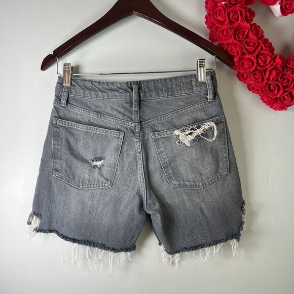 Zara Womens Boyfriend Jean Short Sz 4US Gray Distressed Destructed - Picture 5 of 10